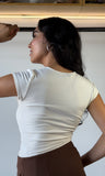 Short Sleeve Square Neckline Knit Top