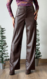 Pu Leather Wide Leg Pants Trouser
