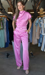 Satin Draped High-neck Top