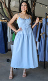 Front Tie Tiered Long Dress