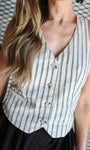 Striped Linen Blend Vest