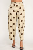 Polka Dot Satin Barrel Pants