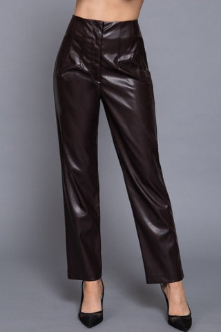 High Waist Slim Fit Faux Leather Pants