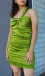 Green Scrunch Satin Dress