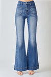 High Rise Front Patch Pocket Bell Bottom Jeans
